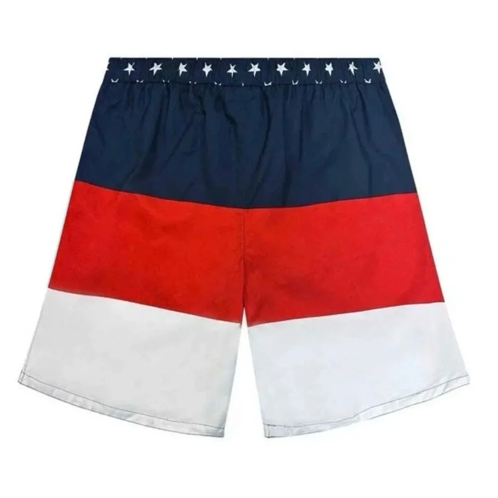 Dream Wave Stars Stripes Swim Trunks Red White Blue Patriotic Sz L Quick Dry NWT